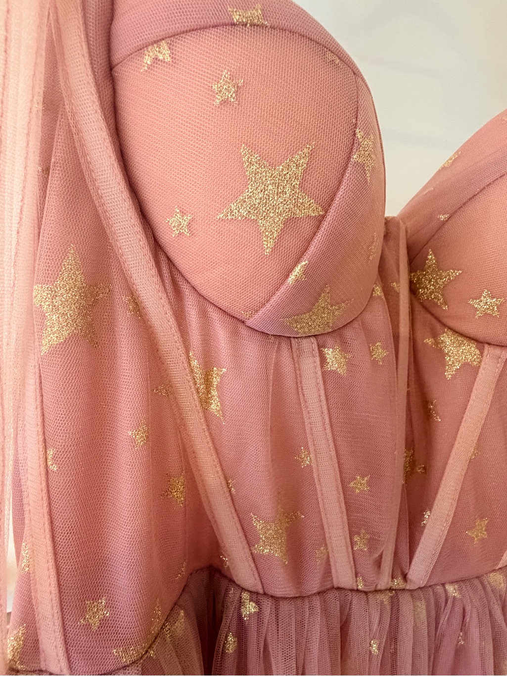 Dusty Rose Star-Embellished Tulle Maxi Dress Teuta Matoshi — image 5 of 8